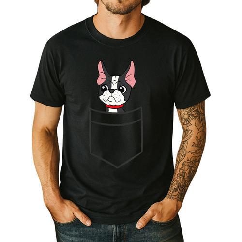 Boston Terrier Dog In The Pocket Boston Terrier For Men Women Girls Kids Men's Casual T-Shirt - Bostonterriersmerch.com
