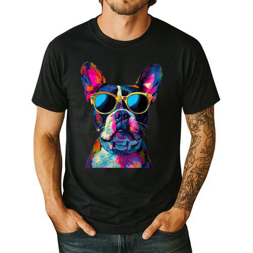 Boston Terrier Lovers Pop Art Boston Terrier Men's Casual T-Shirt - Bostonterriersmerch.com