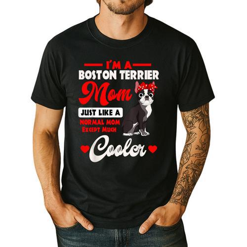 Boston Terrier Mom American Gentleman Dog Mother's Day Men's Casual T-Shirt - Bostonterriersmerch.com