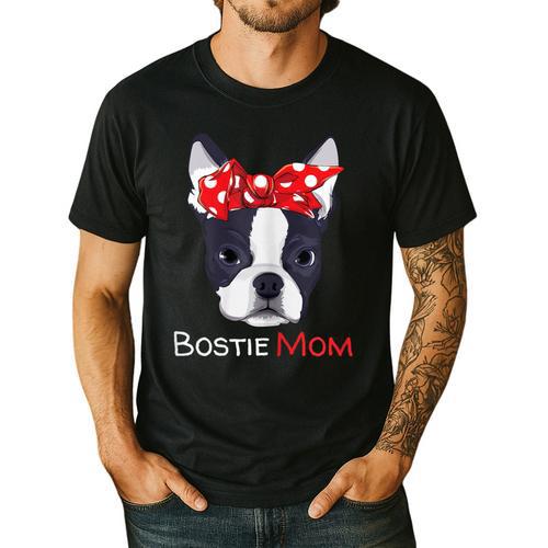 Boston Terrier Mom Bostie Women Girls Men's Casual T-Shirt - Bostonterriersmerch.com