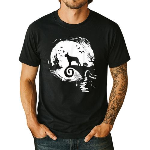 Boston Terrier And Moon Halloween Costume Dog Lover Men's Casual T-Shirt - Bostonterriersmerch.com