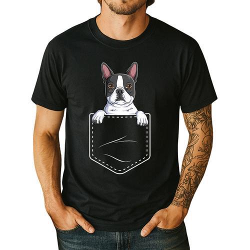 Boston Terrier In The Pocket Cute Boston Terrier Dog Lovers For Men Women Girls Kids Men's Casual T-Shirt - Bostonterriersmerch.com