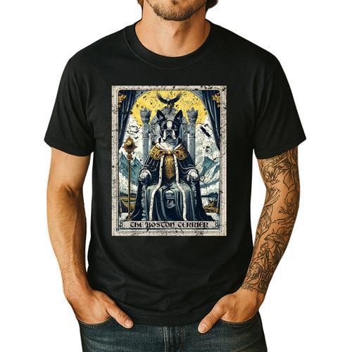 Boston Terrier Tarot Card Dog Men's Casual T-Shirt - Bostonterriersmerch.com