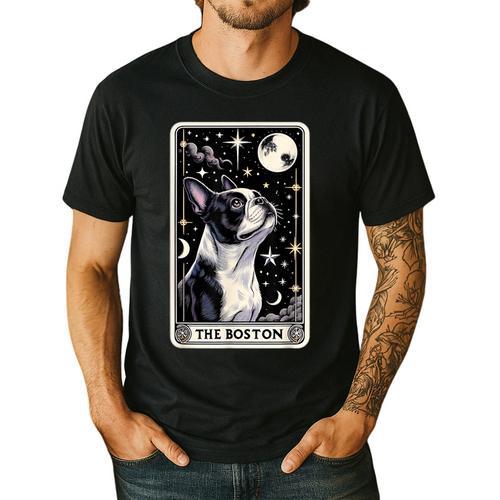 Boston Terrier Tarot Card Star With The Moon Men Women Kids Men's Casual T-Shirt - Bostonterriersmerch.com