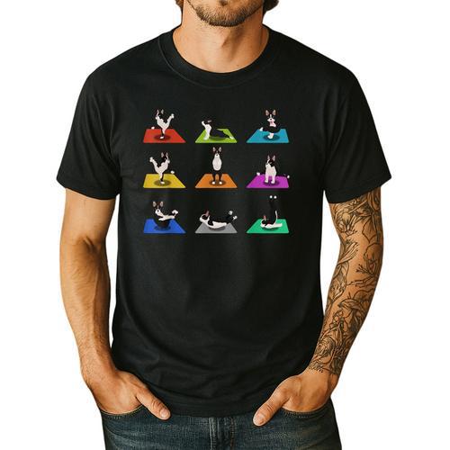 Boston Terriers Yoga Asana Pose And Meditation Men's Casual T-Shirt - Bostonterriersmerch.com