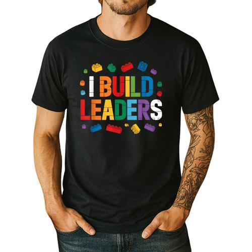 I Build Leaders Bricks Building Blocks Teacher Brick Builder Men's Casual T-Shirt - teacherstshirts.com AU