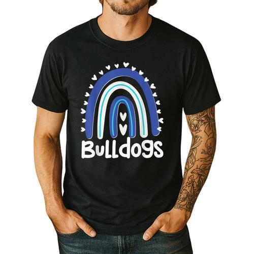 Bulldogs School Mascot Rainbow Teacher Lover Men's Casual T-Shirt - teacherstshirts.com CA