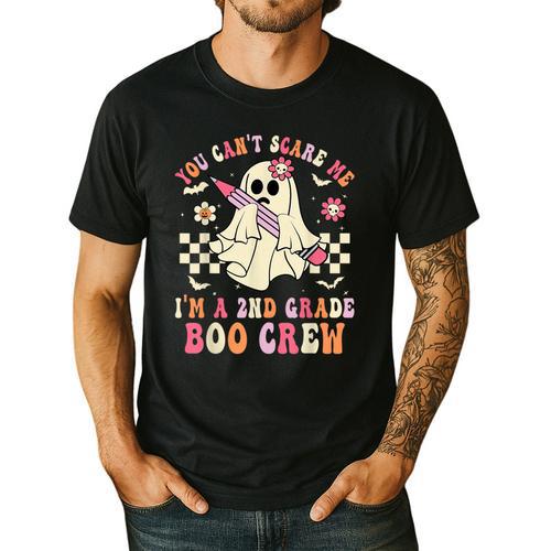 You Can't Scare Me Im A 2nd-Grade Boo Crew Teacher Halloween Men's Casual T-Shirt - teacherstshirts.com