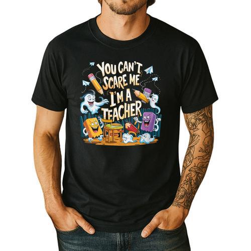 You Can't Scare Me I'm A Teacher Cool Math Teacher Halloween Men's Casual T-Shirt - teacherstshirts.com