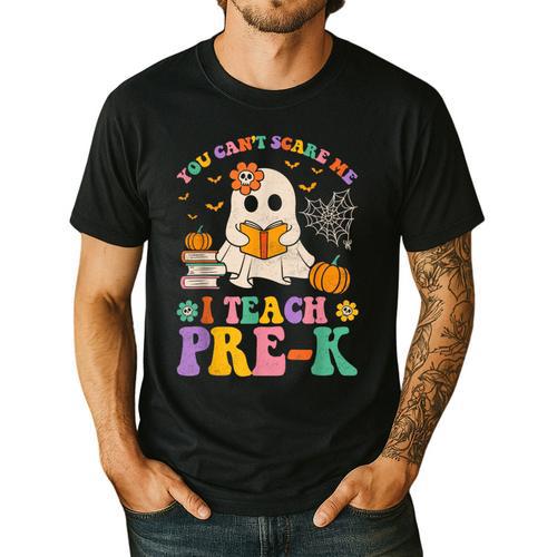 You Can't Scare Me I Teach Pre-k Teacher Halloween Ghost Men Women Kids Men's Casual T-Shirt - teacherstshirts.com