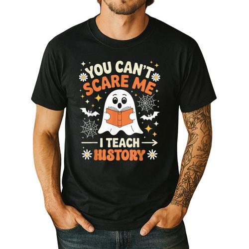 You Can't Scare Me I Teach History Retro Teacher Halloween Men's Casual T-Shirt - teacherstshirts.com