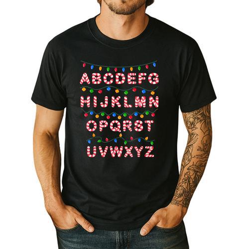 Christmas Alphabet Candy Cane Teachers Students Candy Cane For Men Women Kids Men's Casual T-Shirt - teacherstshirts.com UK