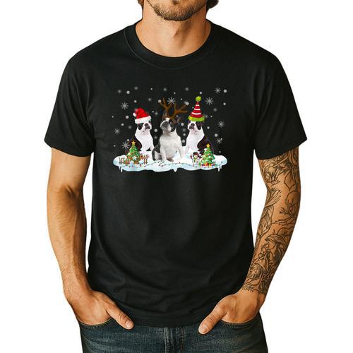 Christmas Boston Terrier Santa Dog Lover Men's Casual T-Shirt - Bostonterriersmerch.com
