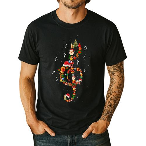 Christmas Musical Note Music Lover Teacher Sing Carols Jesus Men's Casual T-Shirt - teacherstshirts.com