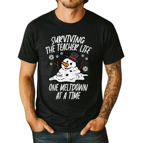 Christmas Surviving Teacher Life Meltdown Xmas Women Men Men's Casual T-Shirt - teacherstshirts.com CA