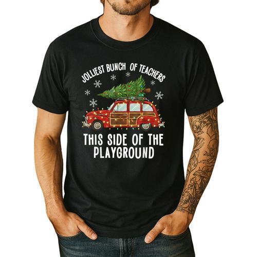 Christmas Teacher Squad Festive Car Tree Lights Xmas Men's Casual T-Shirt - teacherstshirts.com