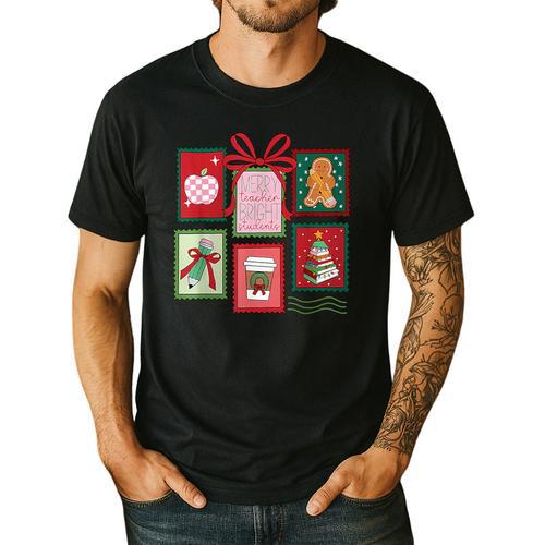 Christmas Teacher Stamps Men's Casual T-Shirt - teacherstshirts.com