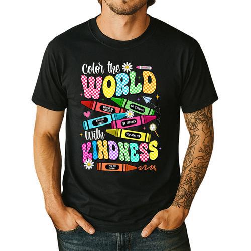 Color The World With Kindness Teacher Back To School Men's Casual T-Shirt - teacherstshirts.com