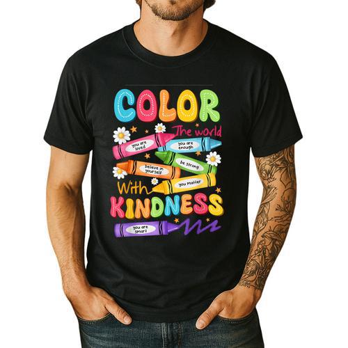 Color The World With Kindness Teachers Back To School Men's Casual T-Shirt - teacherstshirts.com AU