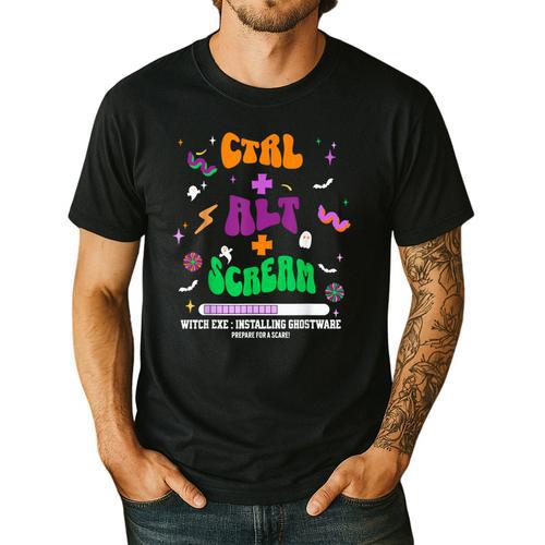 Computer Teacher Spooky Halloween Technology STEM Engineer Men's Casual T-Shirt - teacherstshirts.com DE