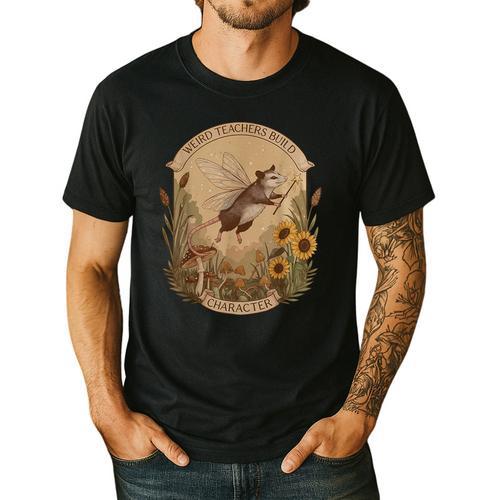 Cottagecore Fairy Opossum Weird Teachers Build Character Men's Casual T-Shirt - teacherstshirts.com AU