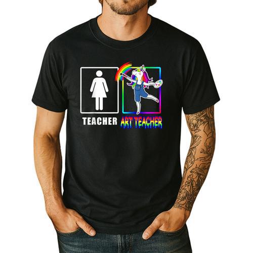 Cute Art Teacher Magical Dabbing Unicorn Artist Men's Casual T-Shirt - teacherstshirts.com AU