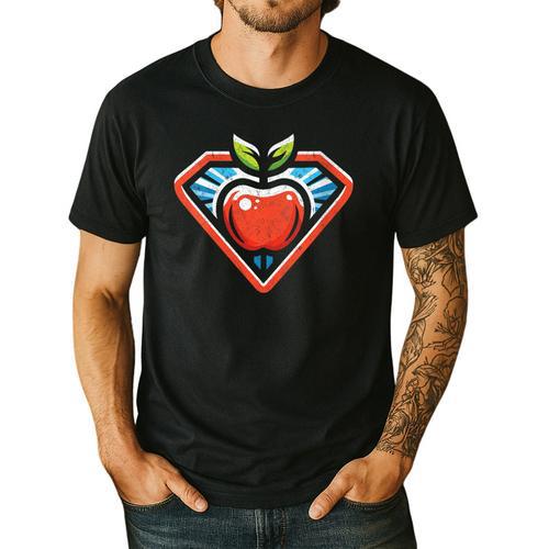 Cute Distressed Super Teacher Superhero Apple Men's Casual T-Shirt - teacherstshirts.com AU