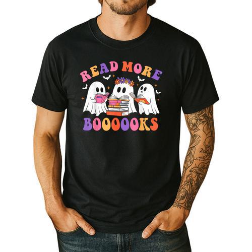 Cute Ghost Read More Books Lover Teacher Halloween Costume Men's Casual T-Shirt - teacherstshirts.com UK