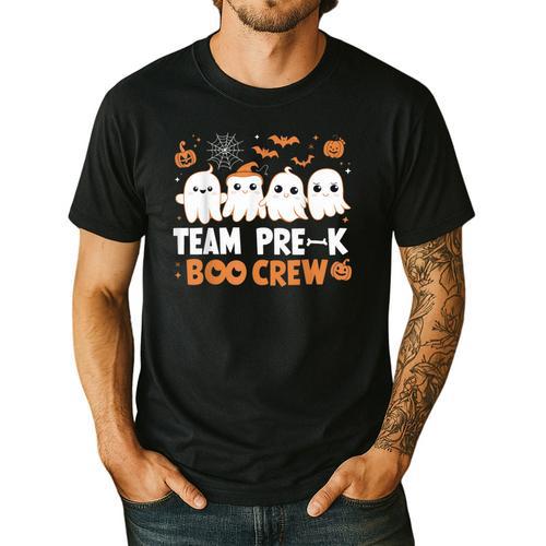Cute Ghosts Pre-K Boo Crew Teachers Halloween Party Team For Men Women Kids Men's Casual T-Shirt - teacherstshirts.com AU