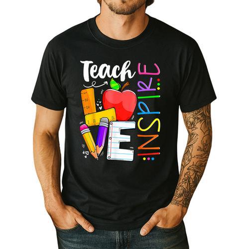 Cute Teach Love And Inspire Men Women Teacher Men's Casual T-Shirt - teacherstshirts.com UK
