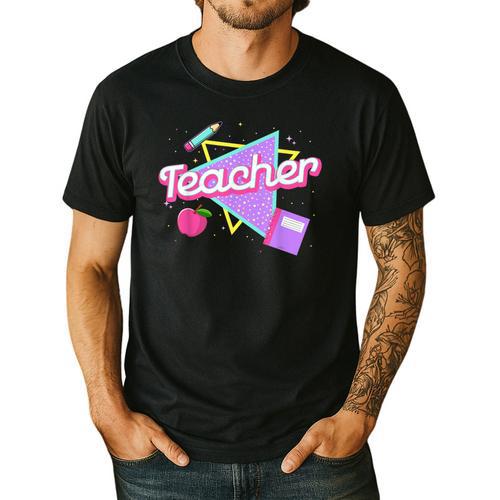 Cute Teacher Shirt 80's 90's Style Retro Old School Teacher For Men Women Men's Casual T-Shirt - teacherstshirts.com