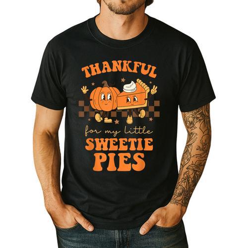 Cute Thanksgiving Teacher Thankful For My Sweetie Pies Mom Men's Casual T-Shirt - teacherstshirts.com