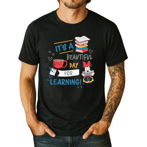 Disney Minnie Mouse Beautiful Day For Learning Teacher's Day Men's Casual T-Shirt - teacherstshirts.com