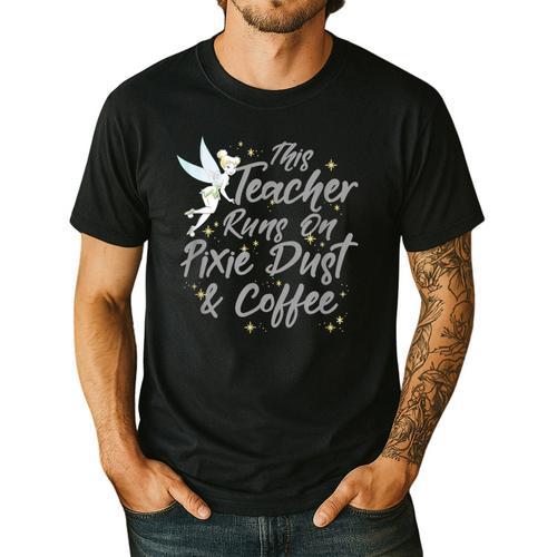 Disney Peter Pan Tinkerbell Teacher Pixie Dust And Coffee Men's Casual T-Shirt - teacherstshirts.com