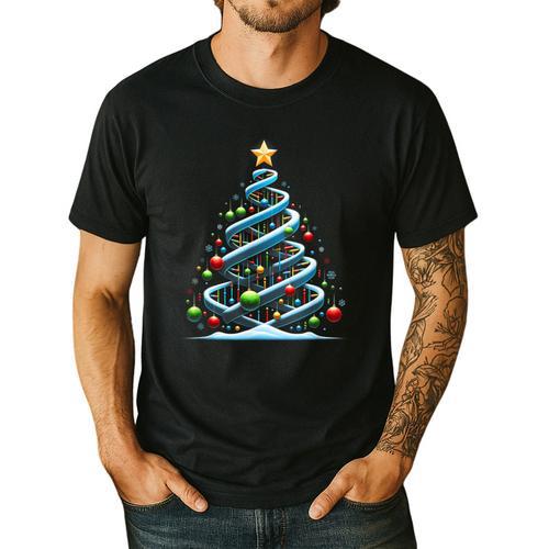 DNA Helix Christmas Tree Scientist Biology Science Teacher Men's Casual T-Shirt - teacherstshirts.com UK