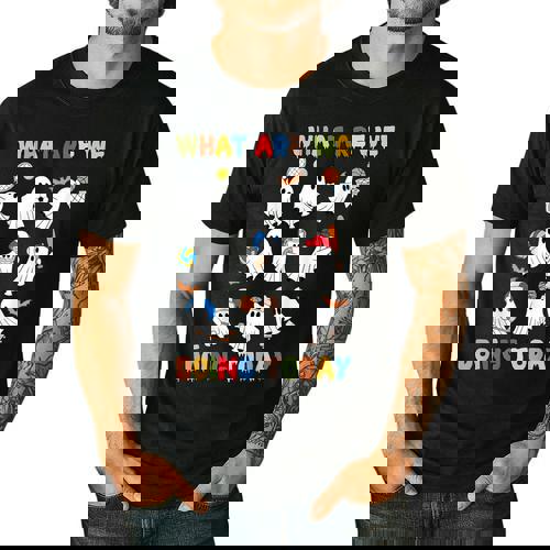 What Are We Doing Today Ghost PE Teacher Team Halloween Men&#x27;s Casual T-Shirt - teacherstshirts.com