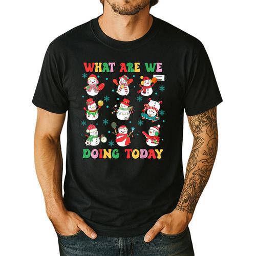 What Are We Doing Today PE Teacher Snowman Christmas Men's Casual T-Shirt - teacherstshirts.com CA