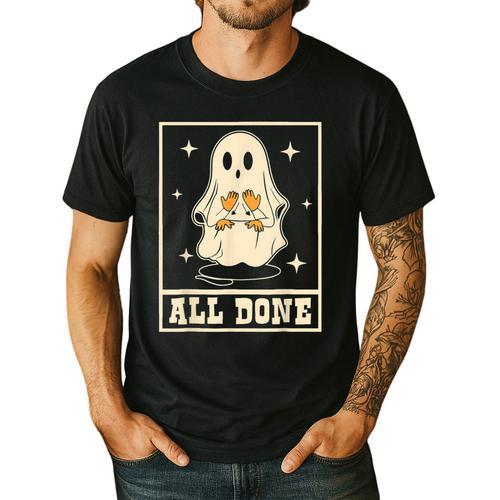 All Done Sign Language Ghost Speech Pathology Teacher Men's Casual T-Shirt - teacherstshirts.com