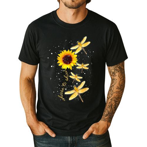Dragonfly Sunflower Teacher Growth Mindset Choose To Shine Men's Casual T-Shirt - teacherstshirts.com AU