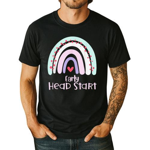 Early Headstart Cute Retro Rainbow Teachers Men's Casual T-Shirt - teacherstshirts.com AU