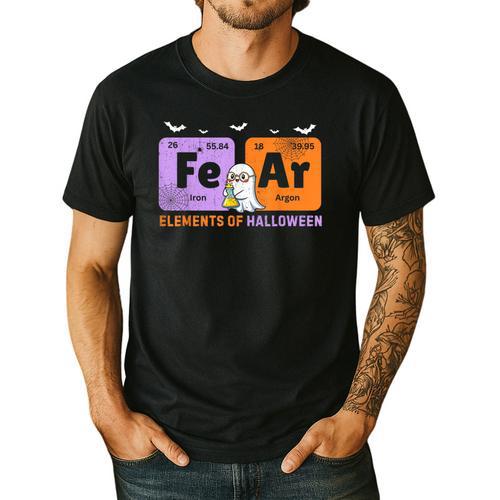 Elements Of Halloween Fear Periodically Chemistry Teacher Men's Casual T-Shirt - teacherstshirts.com