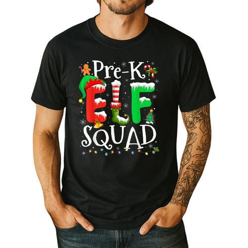 Elf Squad Pre-k Teacher Christmas Child Xmas Men's Casual T-Shirt - teacherstshirts.com CA