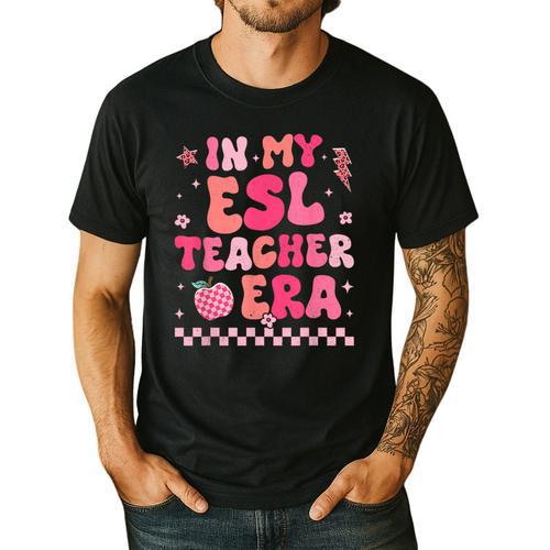 In My Esl Teacher Era Back To School ESL Teacher Groovy Men's Casual T-Shirt - teacherstshirts.com AU