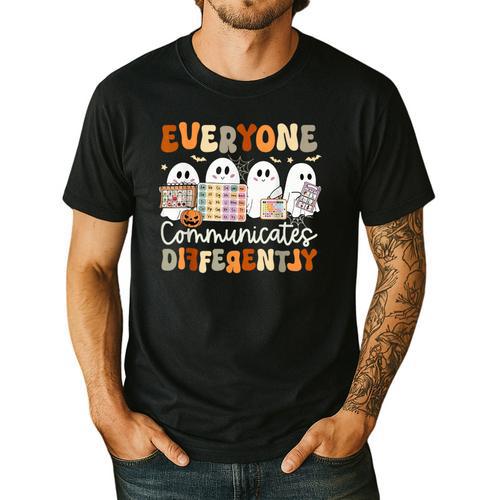 Everyone Communicates Differently Halloween Sped Teacher Men's Casual T-Shirt - teacherstshirts.com