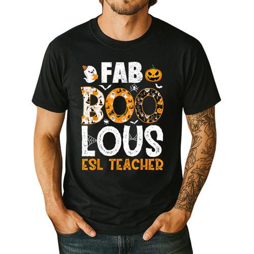 Faboolous ESL ESOL Teacher Spooky Teacher Halloween Costume For Men Women Men's Casual T-Shirt - teacherstshirts.com AU