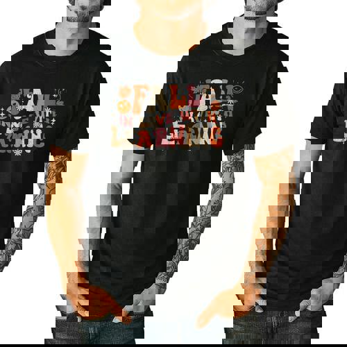 Fall In Love With Learning Autum Thanksgiving Teacher Kids Men&#x27;s Casual T-Shirt - teacherstshirts.com