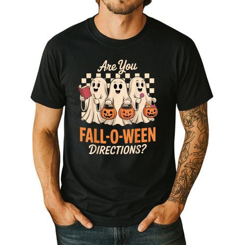 Are You Fall O Ween Directions Teacher Halloween Boo Ghost Men's Casual T-Shirt - teacherstshirts.com