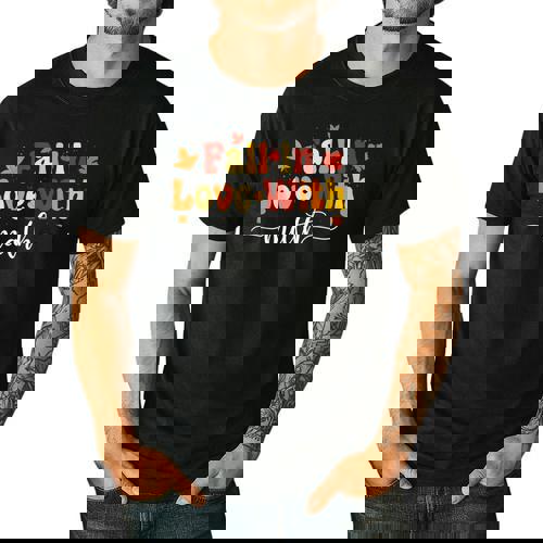 Fall Teacher Fall In Love With Math Math Thanksgiving Men&#x27;s Casual T-Shirt - teacherstshirts.com