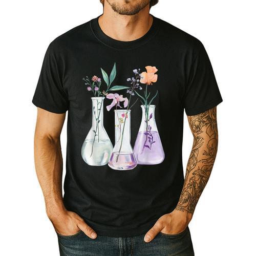 Flowers Test Tube Chemistry Student Science Teacher Women Men's Casual T-Shirt - teacherstshirts.com UK