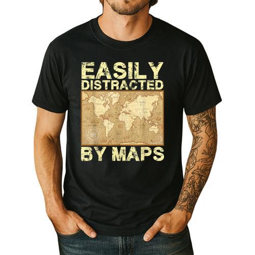 Geography Teacher Easily Distracted By Maps Men's Casual T-Shirt - teacherstshirts.com